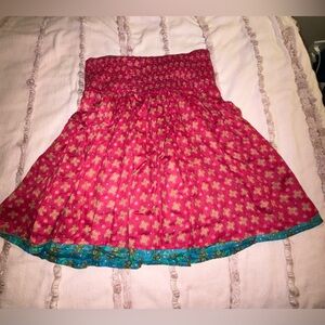 Natural Life Floral Pink and Blue Women's Reversible Skirt